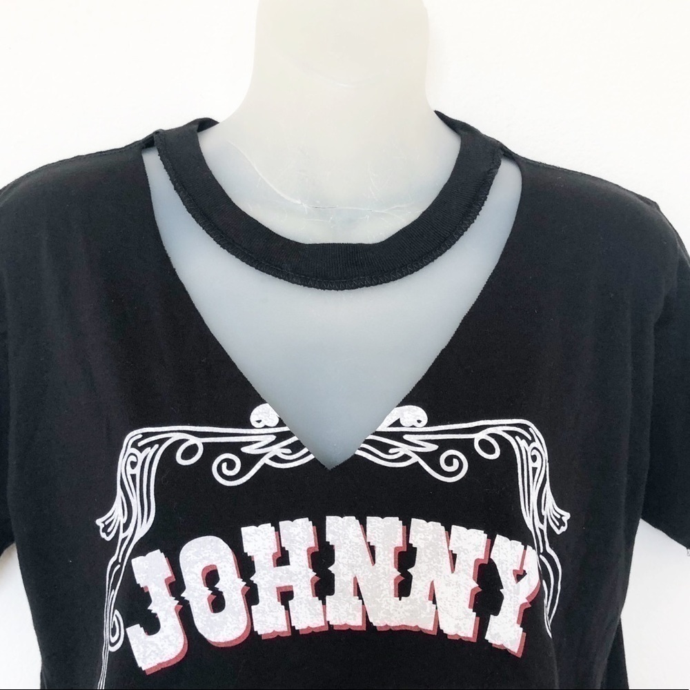 Johnny Cash Destroyed The Man In Black Graphic Print Band Choker Tee Size XS - Picture 3 of 7